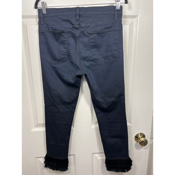Frame Denim Le High Skinny High Rise Skinny Fit Jean Dark Blue Triple Fringe 30 - Picture 6 of 10